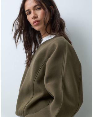 ASOS Batwing Seam Detail V Neck Sweater - Green