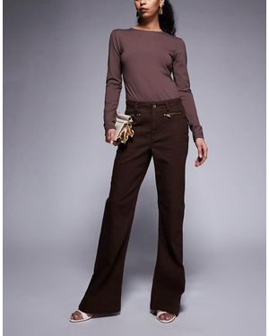 River Island Relaxed Flare Zip Detail Jeans - Purple