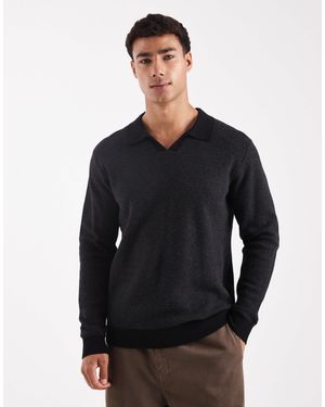 Jack & Jones Premium – langärmliges strick-polohemd - Schwarz