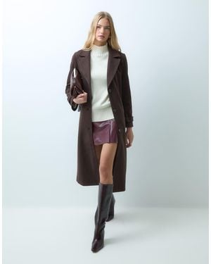 Vila Cappotto Lungo Elegante Cioccolato - Bianco