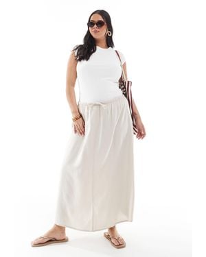 ONLY Linen Mix High Waist Maxi Skirt - White