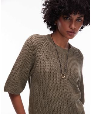 ARKET Open Knit Short Sleeve Sweater - Brown