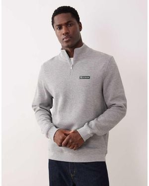 ASOS Half Zip Sweatshirt With Rubberised Badge - Grey