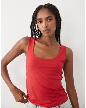 Mango Teen Square Neck Tank Top - Red