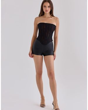 House Of Cb Naya Vegan Leather Mini Shorts - Black