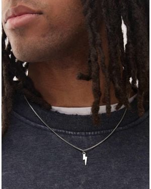 FADED FUTURE Lightning Bolt Pendant Chain Necklace - Black