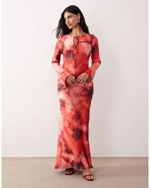DASKA Satin Tie Detail Maxi Dress - Red