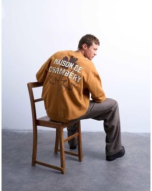 TOPMAN Sudadera Marrón Extragrande Con Bordado Trasero "Maison De Chambrey" De - Multicolor