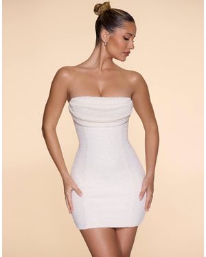 Oh Polly Strapless Bandeau Embellished Mini Dress - Natural