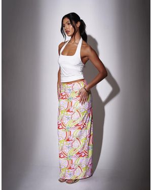 South Beach Retro Printed Sequin Maxi Skirt - Grey