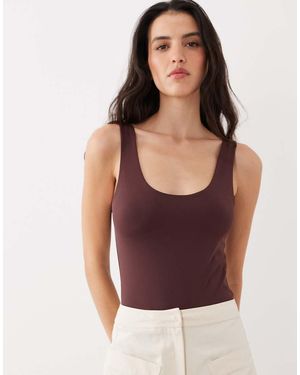 ASOS Polyamide Slinky Scoop Bodysuit - Purple
