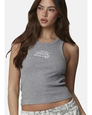 Good For Nothing Ribbed Vest Top - Grey