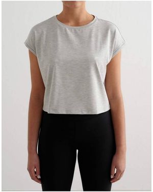 Aim'n Melange Soft Basic Roll Sleeve Top - Blue