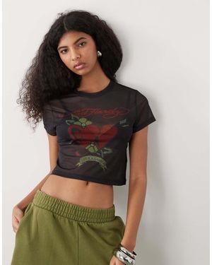 Ed Hardy Life Is A Gamble Mesh Baby Tee - Black