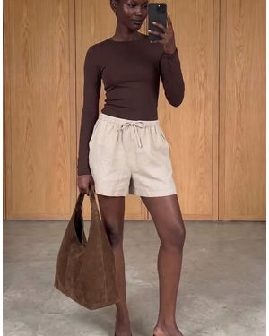NA-KD Drawstring Linen Shorts - Black