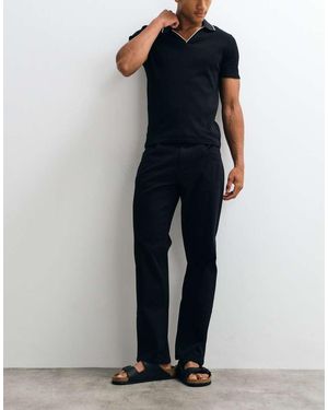 Blend Pantalones Chinos Negros De Pernera Recta Estándar - Azul
