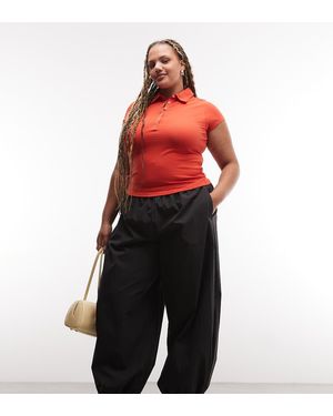 ASOS Asos Design Curve Broek Van Katoen-Nylonmix Met Elastische Taille - Rood
