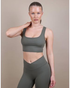 SIMMI Square Neck Cropped Tank Top - Grey