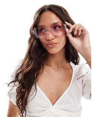 New Look Rimless Butterfly Sunglasses - Pink