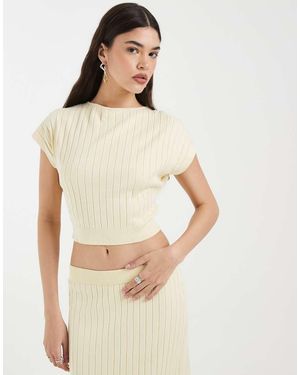4th & Reckless Geribbelde Gebreide Mouwloze Top Met Ingenomen Taille - Naturel