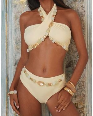 Moda Minx Beaded High Waisted Bikini Bottom - Brown