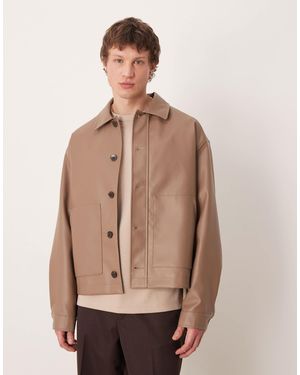 ASOS Faux Leather Coach Jacket - Natural