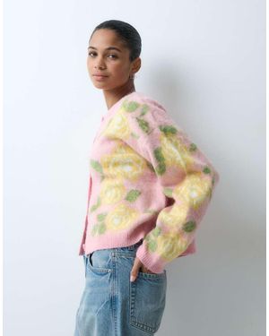 Miss Selfridge Geborsteld Vest Met Bloemenprint En Ronde Hals - Wit