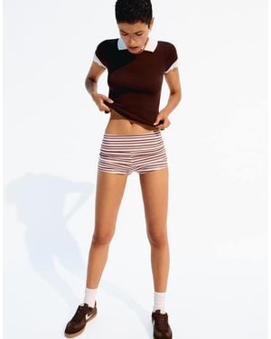 Bershka Shorts With Turn-up Waistband - Pink
