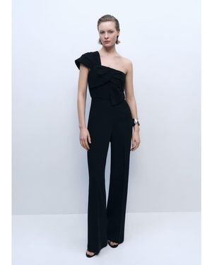 Mango Tuta Jumpsuit Monospalla Nera Con Fiocco - Blu