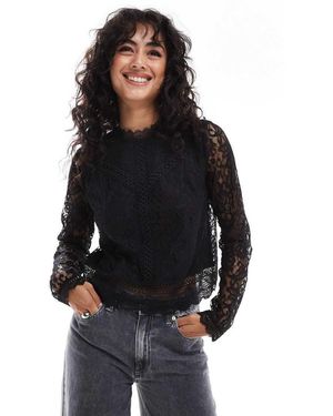 ONLY High Neck Lace Top - Black