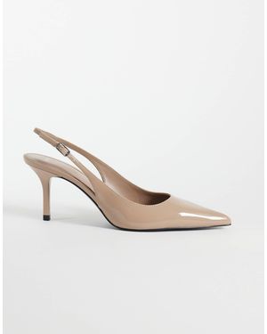 Mango Slingback à talon en imitation cuir couleur champignon - Blanc