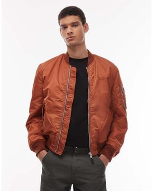 Schott Nyc Tonal Logo Zip Pocket Detail Cropped Padded Jacket - Brown