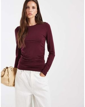 Vero Moda Ruched Long Sleeve Top - Purple