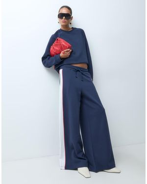 ASOS Joggers Deportivos Con Paneles De Piqué En Azul Y Crema-Azul Marino
