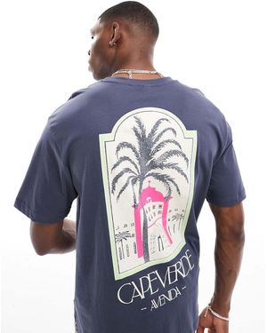Only & Sons Oversized T-Shirt Met Palmprint Op De Achterkant - Blauw