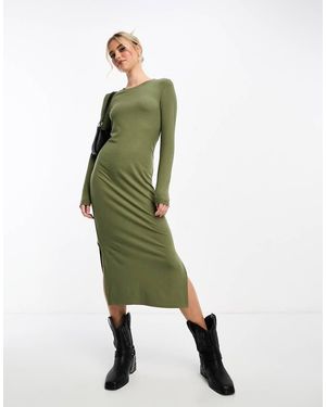 Pieces Scoop Neck Bodycon Midi Dress - Green
