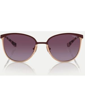 Vogue Occhiali Da Sole Rettangolari Con Lenti Viola Rosa Oro Con Parte Superiore Bordeaux