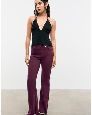 Stradivarius – d74 – stretch-schlaghose - Lila