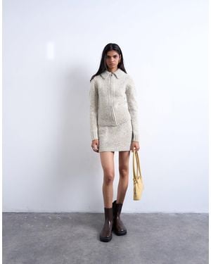 TOPSHOP Knitted Twist Yarn Skirt - White