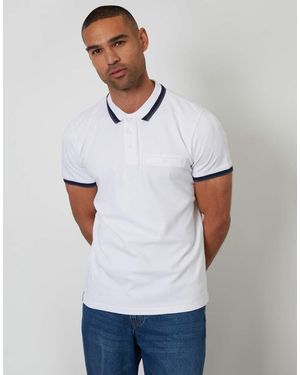 Threadbare Jetted Pocket Cotton Polo Shirt - White