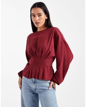 ASOS Cinched Waist Blouse With Tie Back - Red