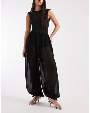 ASOS Chiffon Sheer Balloon Trouser - Black