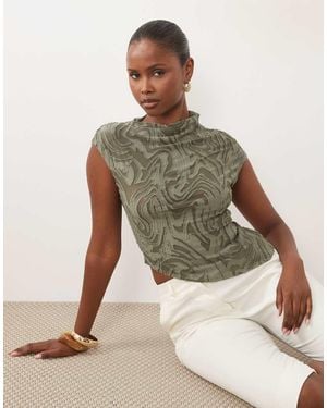 ASOS Burnout Swirl High Neck Top - Green