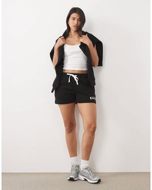 Kaiia Cotton Rich Embroidered Logo Sweat Shorts - Blue