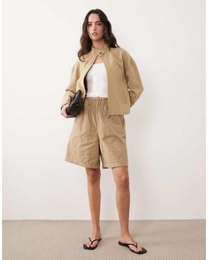Mango High Neck Zip Through Jacket - Natural