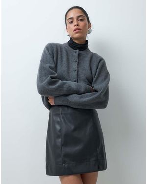 ASOS Tailored Faux Leather Mini Pelmet Skirt With Split - Grey