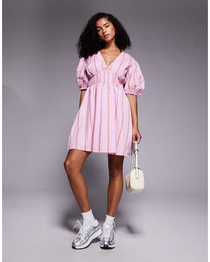 River Island Puff Sleeve Mini Dress - Pink