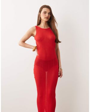 I.AM.GIA Luminara Fine Knit Sleeveless Open Back Maxi Dress - Red