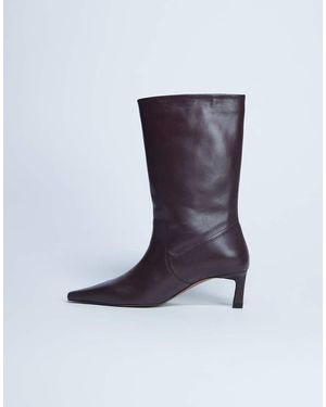 TOPSHOP tiggy Premium Real Leather Calf Heeled Boot - Red