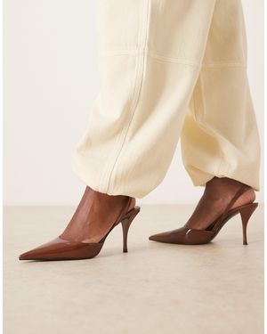 Mango Sling Back Pointed Heel - Natural